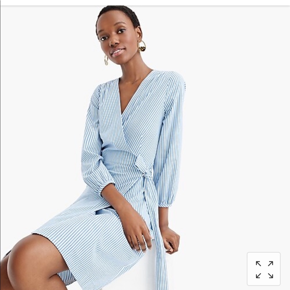 J. Crew Wrap dress in striped cotton poplin